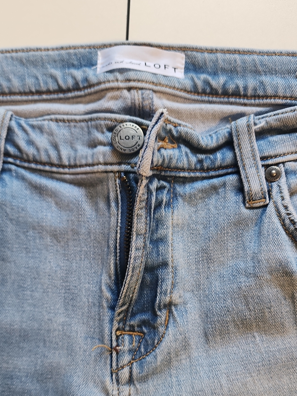 LOFT Light Wash Patchwork Mid-Rise Women's Jeans Size 27/4